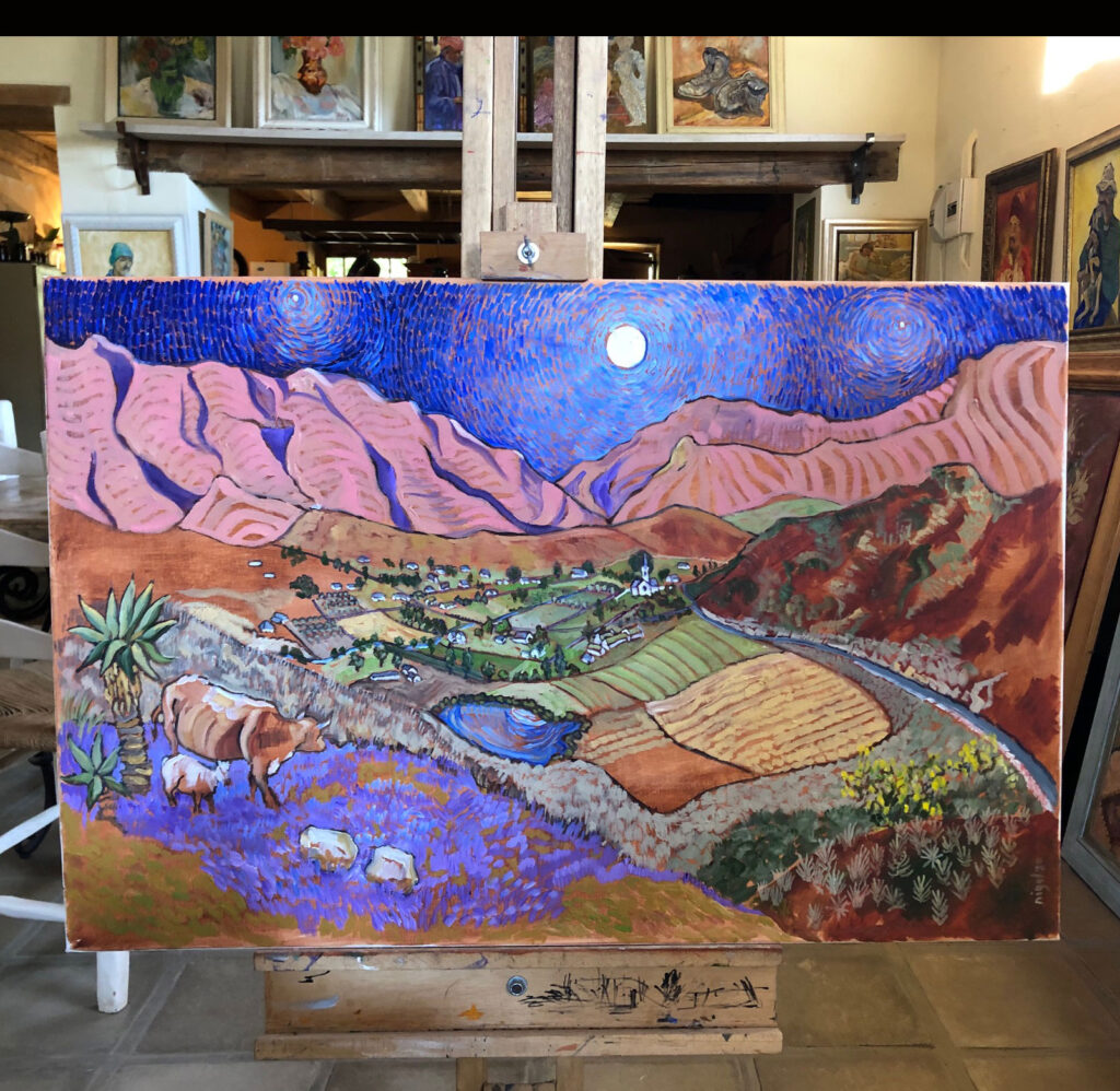One of Nigel Hewett's' latest colourful oil paintings